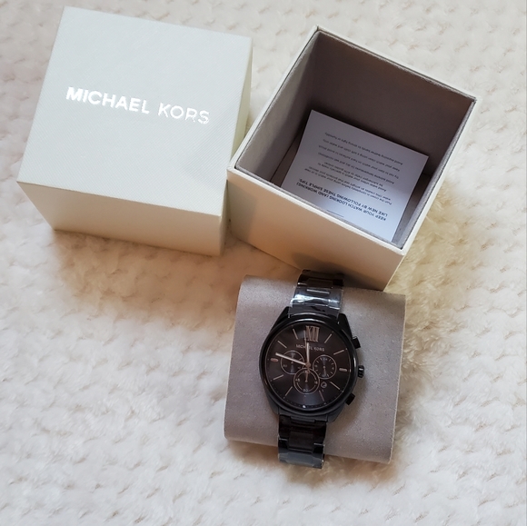 NWT Michael Kors Men's Watch Quartz Chronograph Black Dial Stainless Steel - Picture 2 of 7